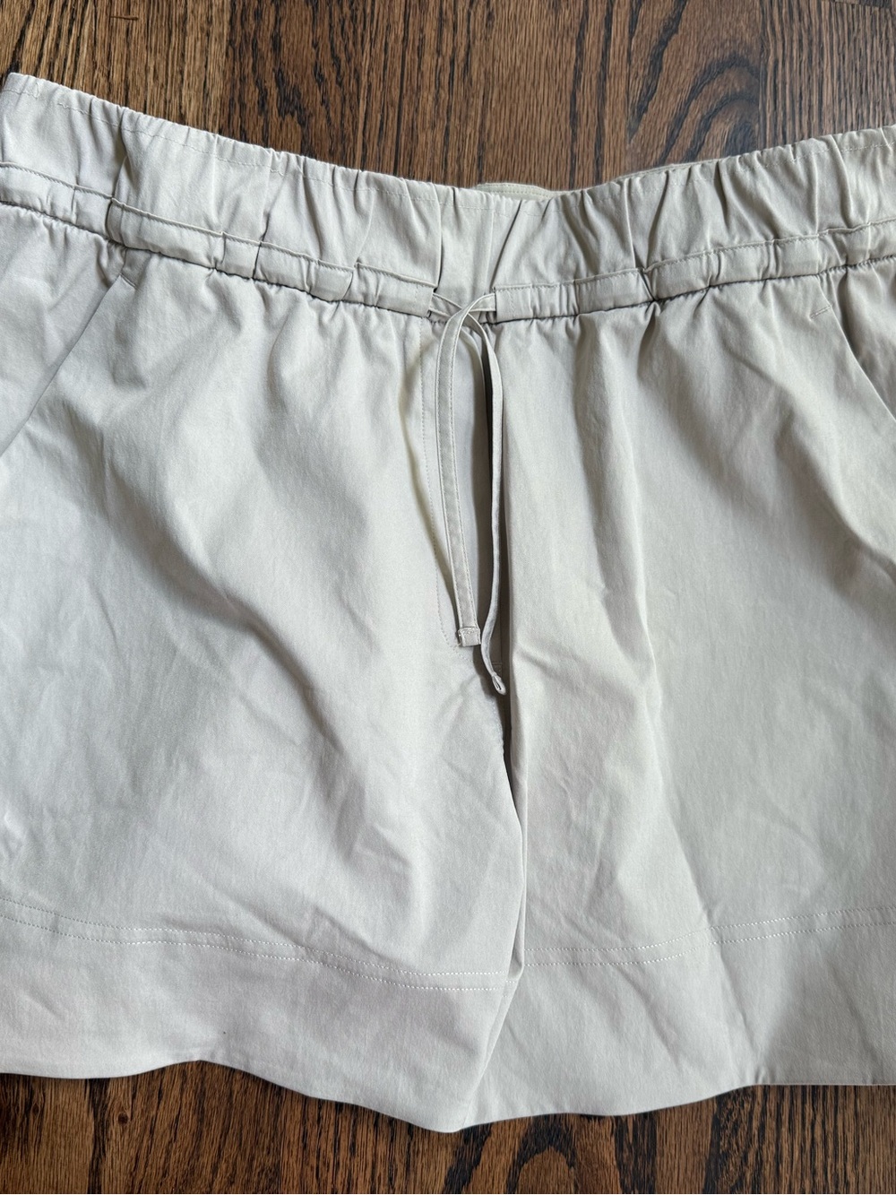 lululemon athletica tan/beige active shorts with drawstring